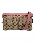 COACHコーチ）の古着「シグネイチャーショルダーバッグ」｜ピンク