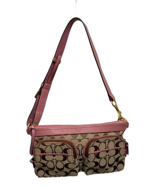 COACH（コーチ）COACH (コーチ) シグネイチャーショルダーバッグ ピンクの古着・服飾アイテム