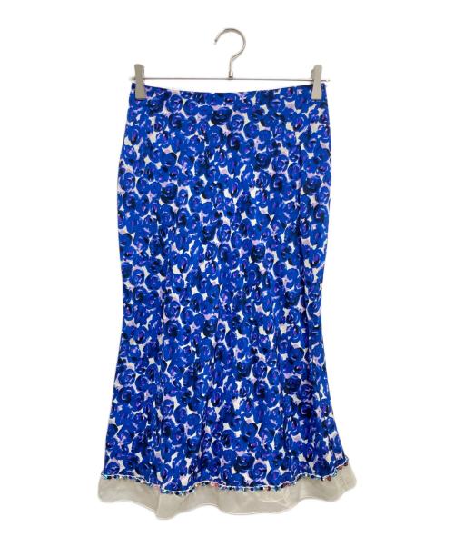 LOUIS VUITTON（ルイ ヴィトン）LOUIS VUITTON (ルイ ヴィトン) 花柄シルクスカート ブルー サイズ:38の古着・服飾アイテム