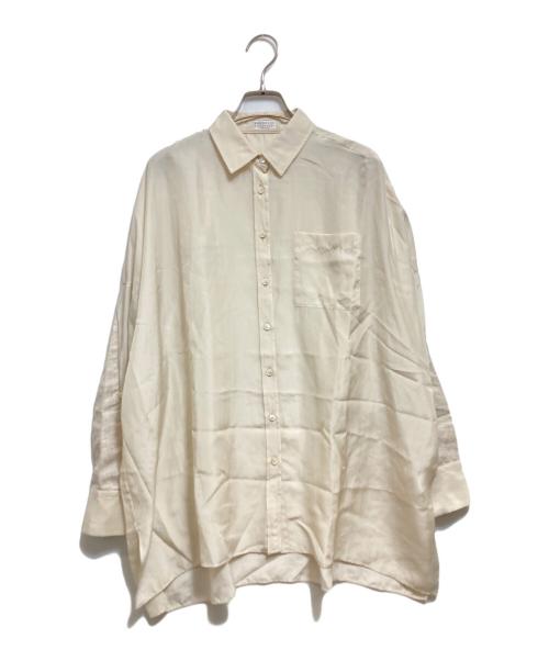 BRUNELLO CUCINELLI（ブルネロクチネリ）BRUNELLO CUCINELLI (ブルネロクチネリ) 切替えデザインシルクシャツ アイボリー サイズ:Sの古着・服飾アイテム