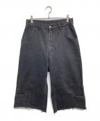 GEN IZAWAゲンイザワ）の古着「カットオフデニムパンツ」｜ブラック