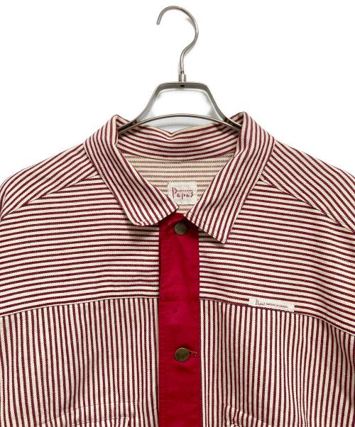 PAPAS（パパス）PAPAS (パパス) ストライプジャケット レッド サイズ:Lの古着・服飾アイテム