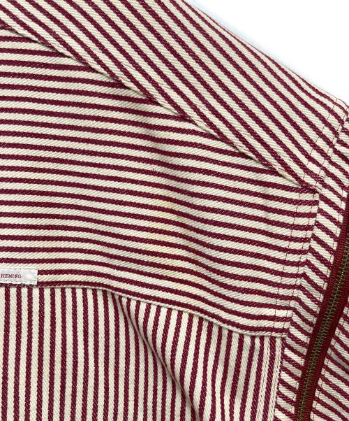 PAPAS（パパス）PAPAS (パパス) ストライプジャケット レッド サイズ:Lの古着・服飾アイテム