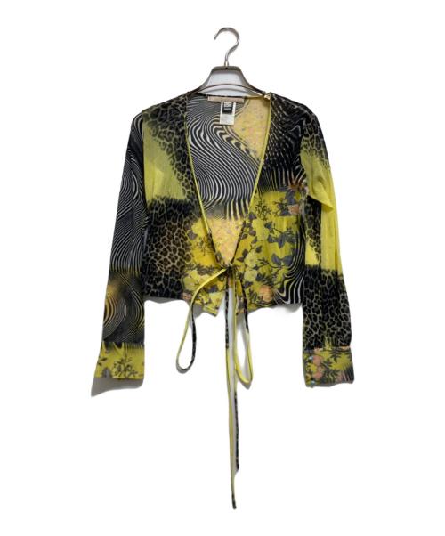 ROBERTO CAVALLI（ロベルトカヴァリ）ROBERTO CAVALLI (ロベルトカヴァリ) パワーネットカーディガン イエロー サイズ:38の古着・服飾アイテム