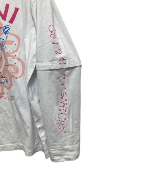 GANNI（ガニー）Ganni (ガニー) キャットデザインロングカットソー ホワイト サイズ:Mの古着・服飾アイテム