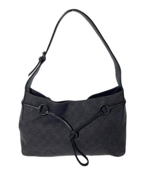 GUCCI（グッチ）GUCCI (グッチ) ホースビットスエードワンショルダーバッグ ブラックの古着・服飾アイテム