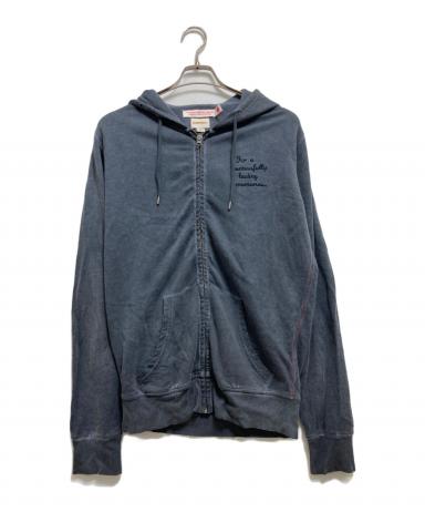 DIESEL ダメージ加工 ブラックパーカー DIESEL（ディーゼル）の「ダメージ加工 ジップアップパーカー S-STAPP
