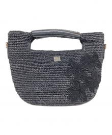 Athena NEW YORK（アシーナニューヨーク）の古着「ラフィア羊革 かごバッグ」｜ブラック