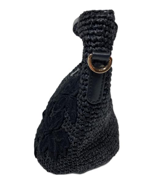 Athena NEW YORK（アシーナニューヨーク）Athena New York (アシーナニューヨーク) ラフィア羊革 かごバッグ ブラックの古着・服飾アイテム