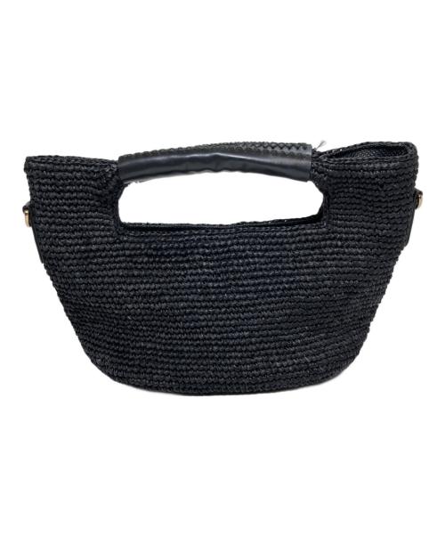 Athena NEW YORK（アシーナニューヨーク）Athena New York (アシーナニューヨーク) ラフィア羊革 かごバッグ ブラックの古着・服飾アイテム