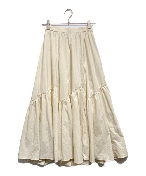 allureville（アルアバイル）allureville (アルアバイル) バイアスギャザー切替スカート ベージュ サイズ:1の古着・服飾アイテム