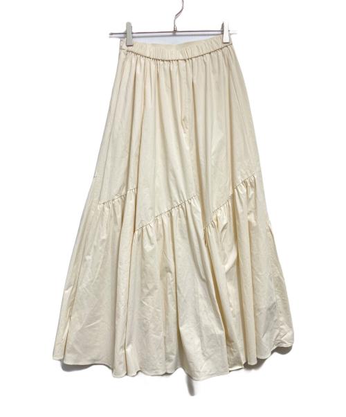 allureville（アルアバイル）allureville (アルアバイル) バイアスギャザー切替スカート ベージュ サイズ:1の古着・服飾アイテム