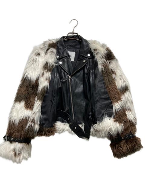 GYDA（ジェイダ）GYDA (ジェイダ) フェイクファー切替ライダースジャケット ブラウン サイズ:Fの古着・服飾アイテム