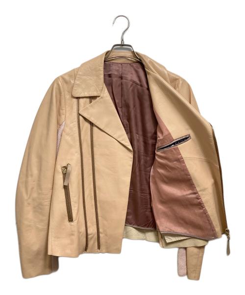 PAUL SMITH（ポールスミス）Paul Smith (ポールスミス) ラムレザーダブルライダースジャケット ピンク サイズ:Lの古着・服飾アイテム