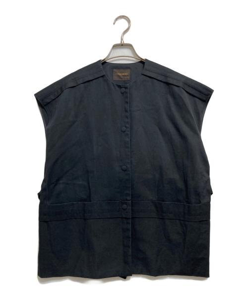 TOMORROW LAND collection（トゥモローランドコレクション）TOMORROW LAND collection (トゥモローランドコレクション) コットンカツラギ ベルテッドジレ ブラック サイズ:36の古着・服飾アイテム