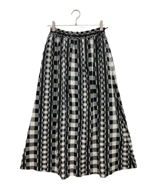 BALLSEY（ボールジィ）BALLSEY (ボールジィ) フリンジギンガムチェック フリルギャザースカート ブラック サイズ:34の古着・服飾アイテム