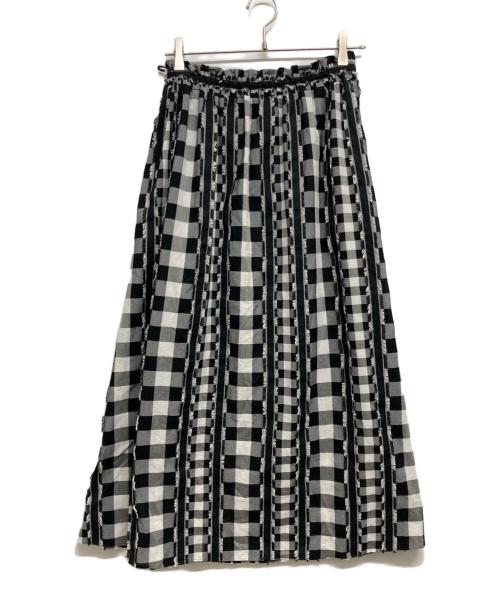 BALLSEY（ボールジィ）BALLSEY (ボールジィ) フリンジギンガムチェック フリルギャザースカート ブラック サイズ:34の古着・服飾アイテム