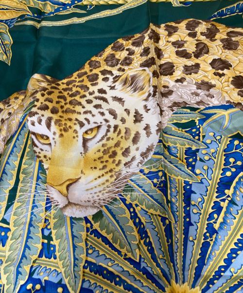 Salvatore Ferragamo（サルヴァトーレ フェラガモ）Salvatore Ferragamo (サルヴァトーレ フェラガモ) シルクスカーフ イエロー×グリーンの古着・服飾アイテム