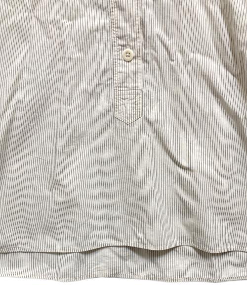 MHL（エムエイチエル）MHL (エムエイチエル) ハーフボタンワイドプルオーバーストライプシャツ スカイブルー サイズ:2の古着・服飾アイテム