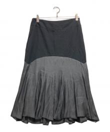 ISSEY MIYAKE（イッセイミヤケ）の古着「ウールポリ切替スカート　IM51FG015」｜ブラック