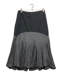 ISSEY MIYAKE（イッセイミヤケ）の古着「ウールポリ切替スカート」｜ブラック