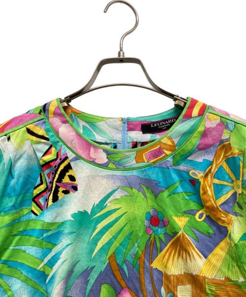 LEONARD（レオナール）LEONARD (レオナール) 総柄カットソー グリーン サイズ:Lの古着・服飾アイテム