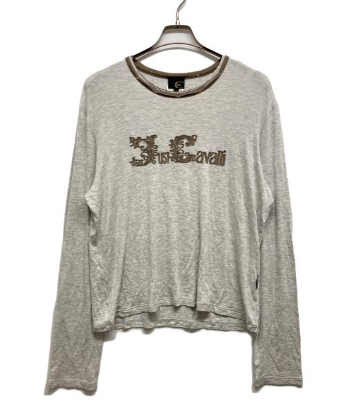 JUST CAVALLI（ジャストカヴァリ）JUST CAVALLI (ジャストカヴァリ) ダメージ加工ロングカットソー グレー サイズ:XXXLの古着・服飾アイテム