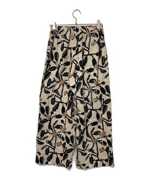 KAGURE（カグレ）kagure (カグレ) コットンリネンプリントイージーパンツ ブラウン サイズ:FREEの古着・服飾アイテム