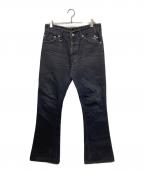 BACK BONEバックボーン）の古着「レザーパイピングデニムパンツ」｜ブラック