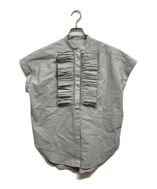 BRUNELLO CUCINELLI（ブルネロクチネリ）BRUNELLO CUCINELLI (ブルネロクチネリ) フリルノースリーブブラウス ブルー サイズ:XSの古着・服飾アイテム