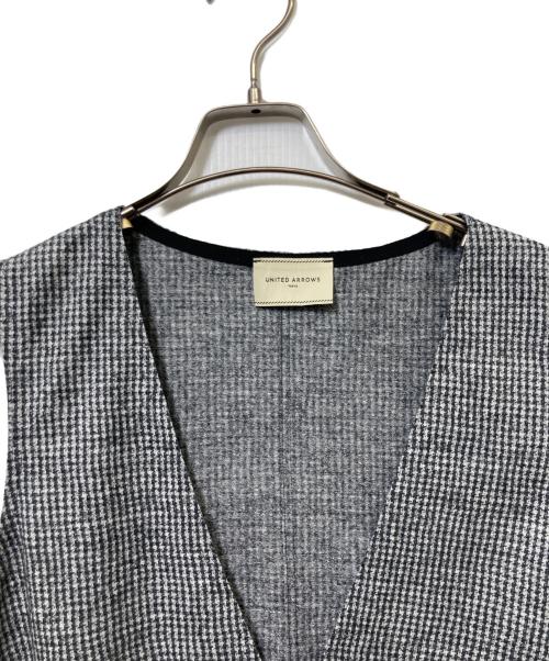 UNITED ARROWS（ユナイテッドアローズ）UNITED ARROWS (ユナイテッドアローズ) W Vネック チェック ロングワンピース ブラック サイズ:Mの古着・服飾アイテム