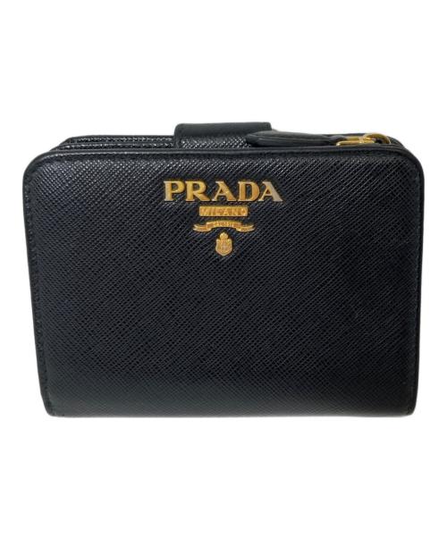 PRADA（プラダ）PRADA (プラダ) サフィアーノ折り畳み財布 ブラックの古着・服飾アイテム