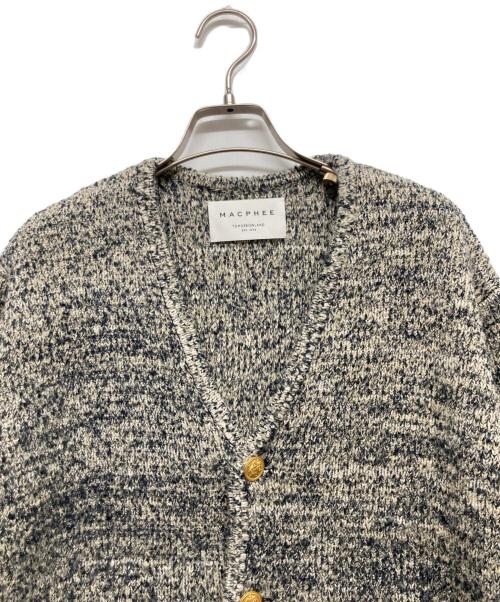 MACPHEE（マカフィー）MACPHEE (マカフィー) ウールナイロンツイード Vネックカーディガン グレー サイズ:Sの古着・服飾アイテム