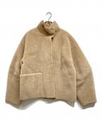 TODAYFULトゥデイフル）の古着「スタンドカラーボアジャケット」｜ベージュ