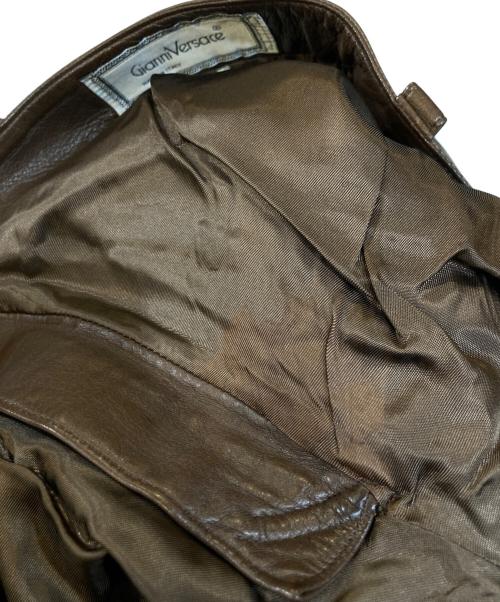 GIANNI VERSACE（ジャンニ・ヴェルサーチ）GIANNI VERSACE (ジャンニ・ヴェルサーチ) レザーパンツ ブラウン サイズ:記載なしの古着・服飾アイテム