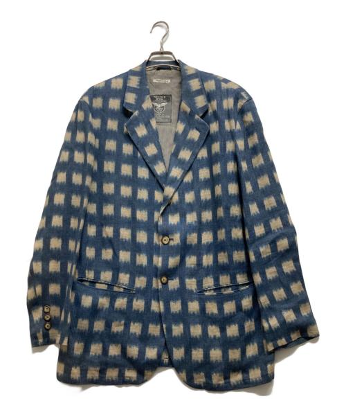 EMPORIO ARMANI（エンポリオアルマーニ）EMPORIO ARMANI (エンポリオアルマーニ) 総柄テーラードジャケット ブルー サイズ:48の古着・服飾アイテム