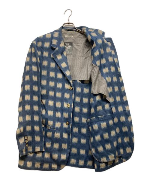 EMPORIO ARMANI（エンポリオアルマーニ）EMPORIO ARMANI (エンポリオアルマーニ) 総柄テーラードジャケット ブルー サイズ:48の古着・服飾アイテム