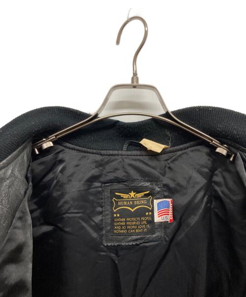 HUMAN BEING（ヒューマンビーング）HUMAN BEING (ヒューマンビーング) レザージャケット ブラック×レッド サイズ:40の古着・服飾アイテム