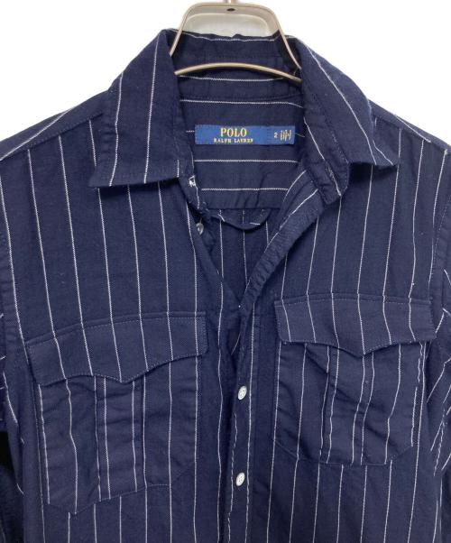 POLO RALPH LAUREN（ポロ・ラルフローレン）POLO RALPH LAUREN (ポロ・ラルフローレン) ストライプシャツワンピース ネイビー サイズ:Mの古着・服飾アイテム