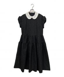 UNMINOU（アンミヌ）の古着「ミニラウンドジャガードドレス」｜ブラック