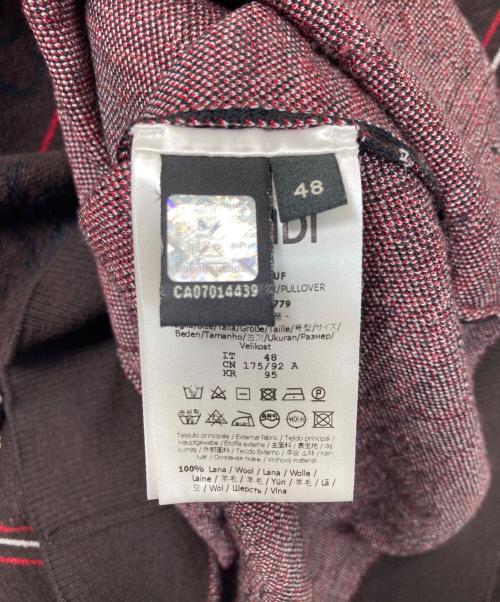 FENDI（フェンディ）FENDI (フェンディ) ジャガードクルーネックニット ブラウン サイズ:48の古着・服飾アイテム
