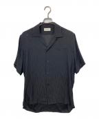 Saint Laurent Parisサンローランパリ）の古着「スターエンブロイダリーシルク半袖シャツ」｜ブラック