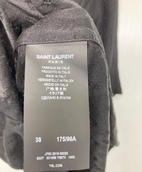 Saint Laurent Paris（サンローランパリ）Saint Laurent Paris (サンローランパリ) スターエンブロイダリーシルク半袖シャツ ブラック サイズ:38の古着・服飾アイテム