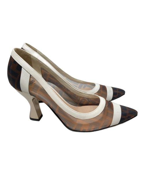 FENDI（フェンディ）FENDI (フェンディ) ズッカ柄メッシュパンプス ベージュ サイズ:36の古着・服飾アイテム