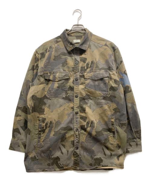 ETRO（エトロ）ETRO (エトロ) ペガソプリント迷彩柄シャツ ブラウン サイズ:XLの古着・服飾アイテム