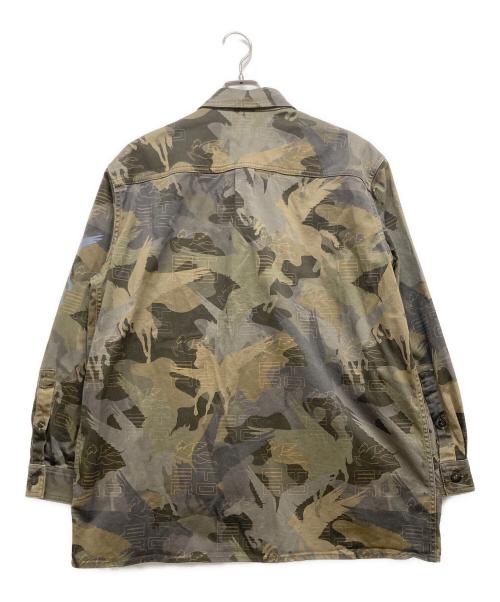 ETRO（エトロ）ETRO (エトロ) ペガソプリント迷彩柄シャツ ブラウン サイズ:XLの古着・服飾アイテム