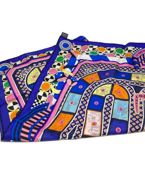 HERMES（エルメス）HERMES (エルメス) カレ90シルクスカーフ63マスの世界旅行 ブルーの古着・服飾アイテム