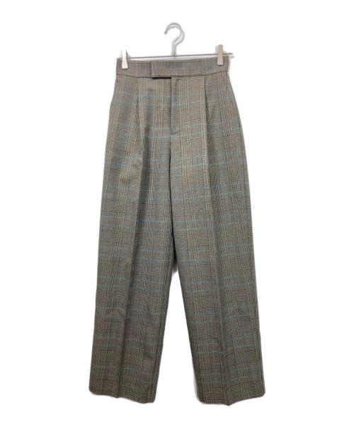 LE CIEL BLEU（ルシェルブルー）LE CIEL BLEU (ルシェルブルー) Check Tuck Pants グレー サイズ:Sの古着・服飾アイテム