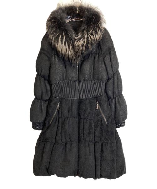 La Moda GOJI（ラ モーダ ゴジ）La Moda GOJI (ラ モーダ ゴジ) ラクーンファー付きダウンコート ブラック サイズ:11の古着・服飾アイテム