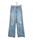 anuansアニュアンス）の古着「デザインヘムワイドデニムパンツ」｜インディゴ